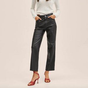 NWT Mango Leather Straight Trousers Size 6